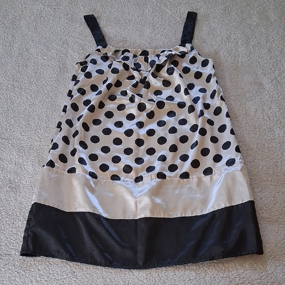 Chic Anthropologie Nick And Mo Black and Cream Polka Dot Midi Dress